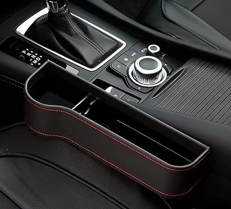 Leather Car Boot Bag: Driver Seat Gap Filler Console Side Pocket with Bottle/Can Holder pack of 1